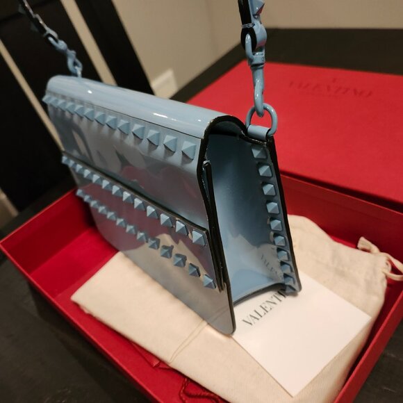 New Valentino Blue Patent Rockstud purse - Picture 3 of 8